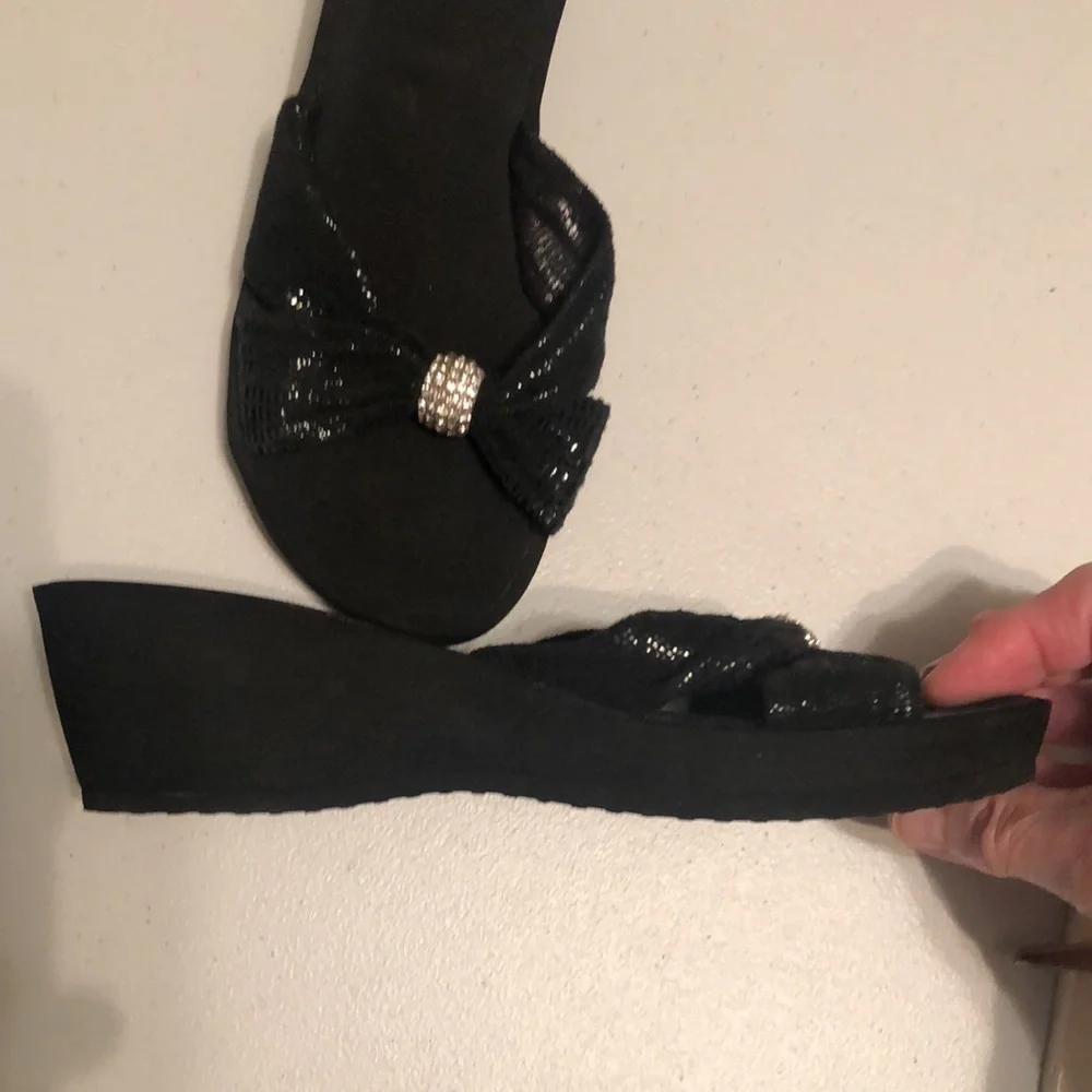 Yellow box wedge sandals with rhinestone . Sz 6 1/2-7